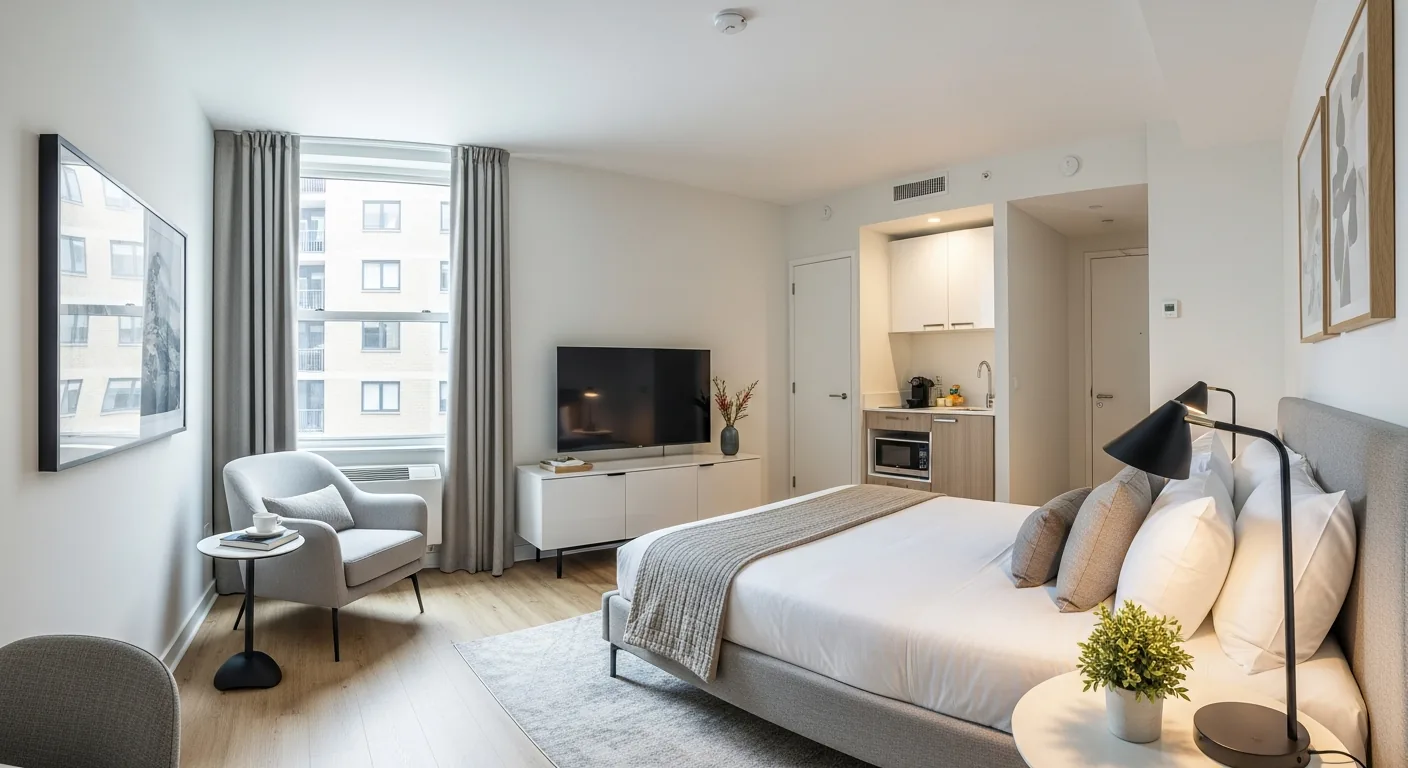 Studio meublé moderne, propre et prêt pour la location